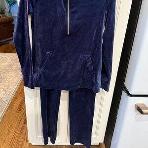 Lilly Pulitzer Velour Skipper Popover/Jordynne Pants Two Piece Set Navy XS NWT